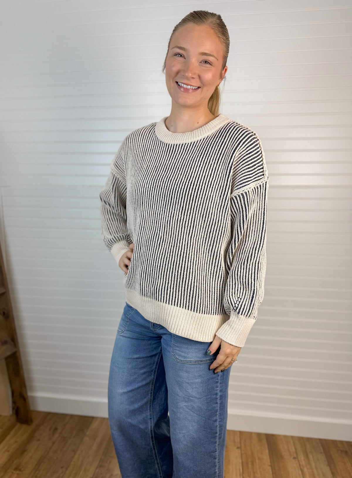 Two Tone Ribbed Sweater (2 colors)