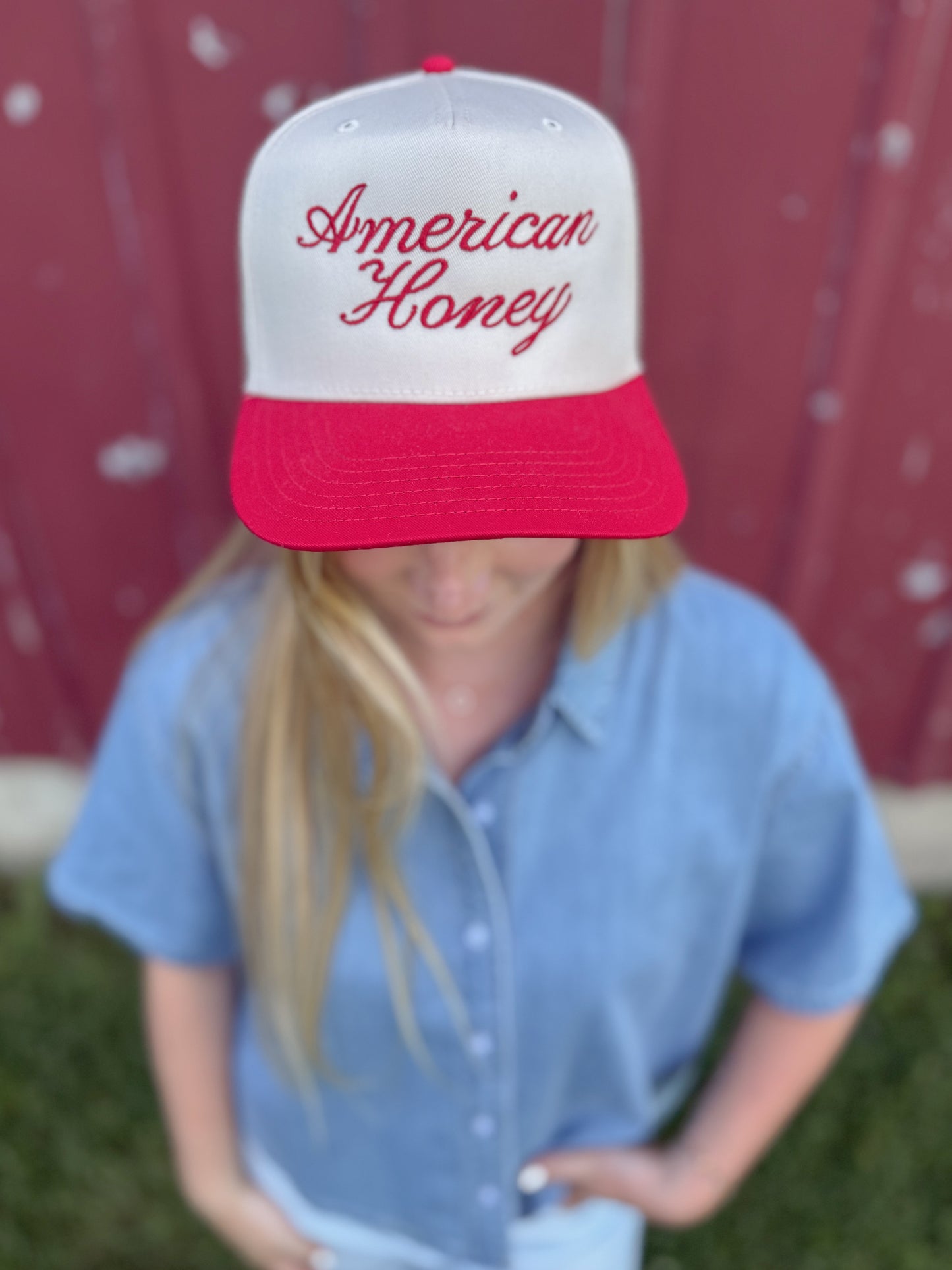 American Honey Embroidered Hat - Red
