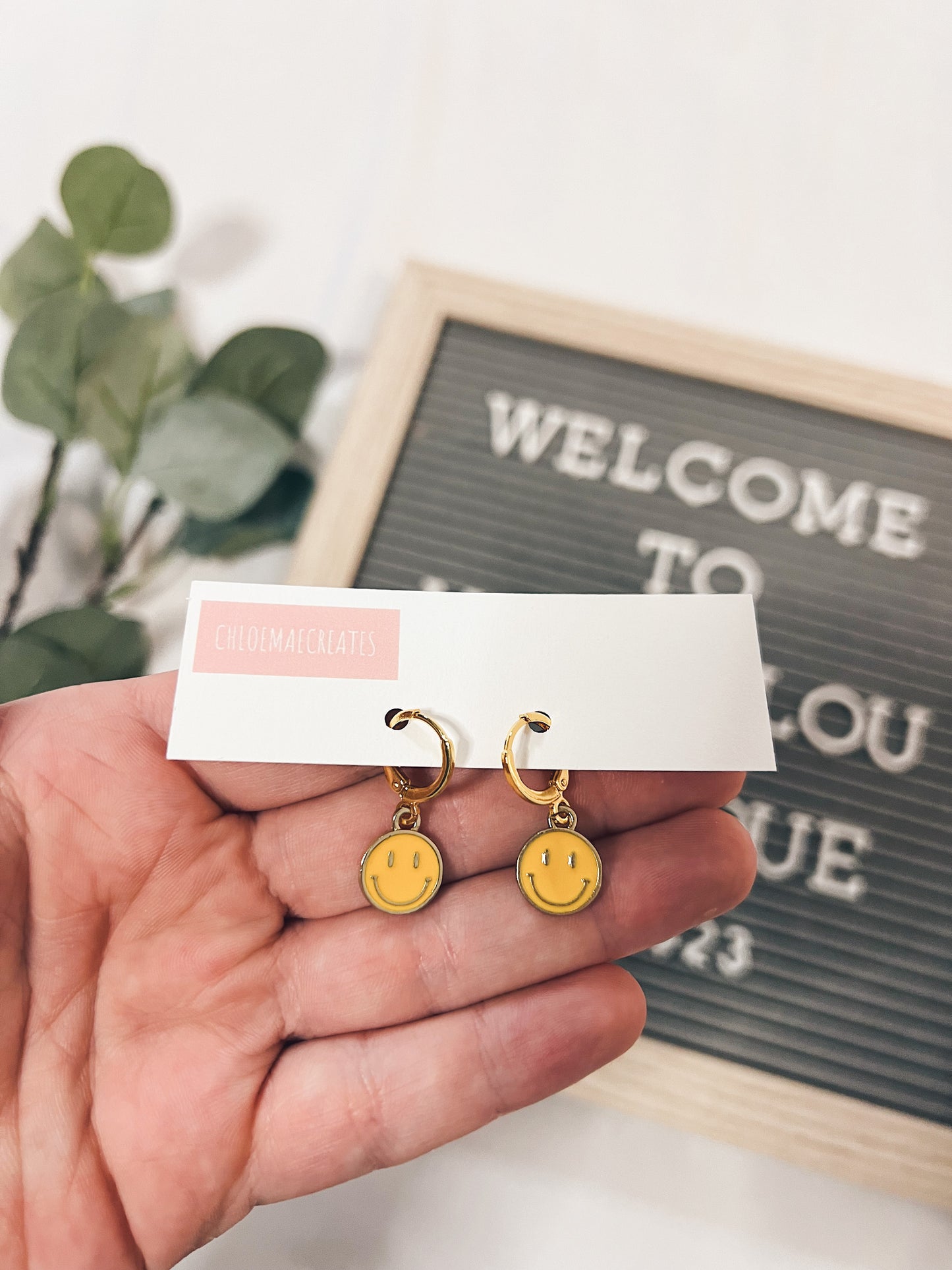 Smiley Huggie Earrings (8 colors)