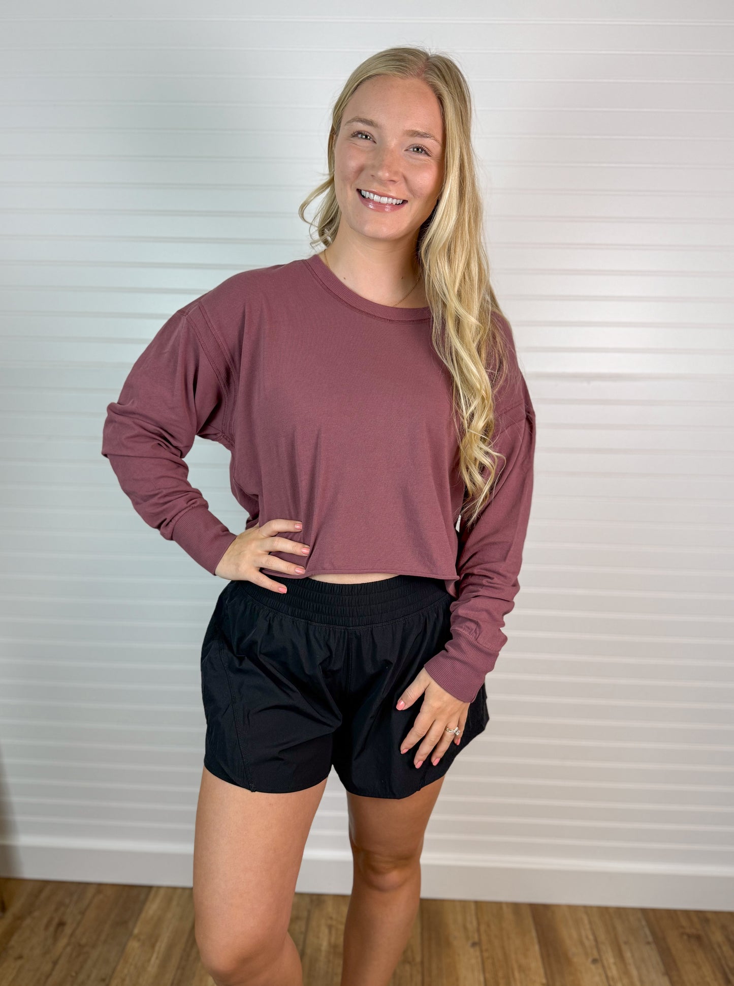 Pima Cotton Open Back Long Sleeve - Rosewood