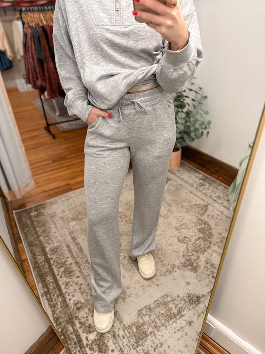 Modal Scuba Wide Leg Pant - Heather Grey