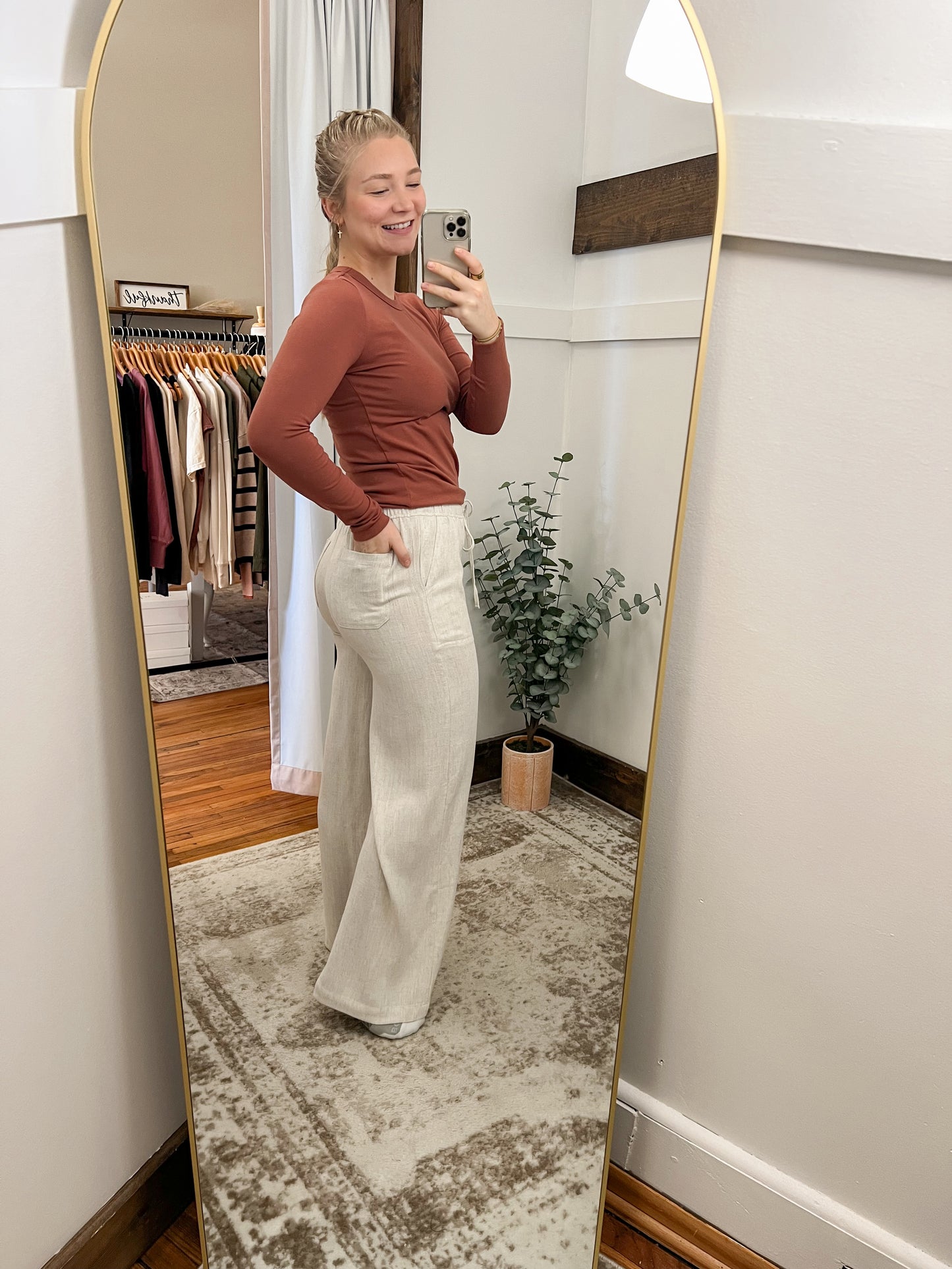 Linen Wide Leg Pants - Natural