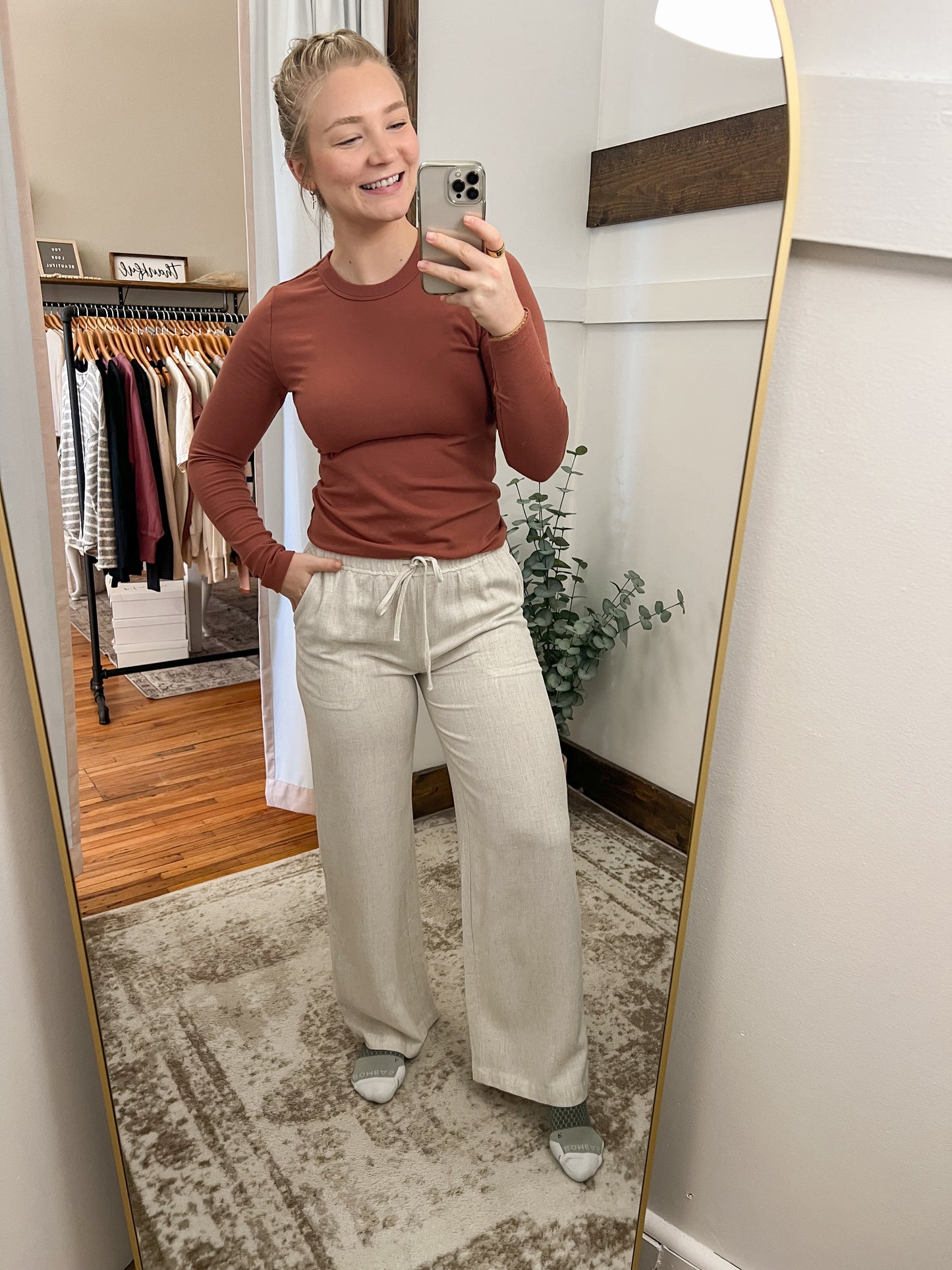 Linen Wide Leg Pants - Natural