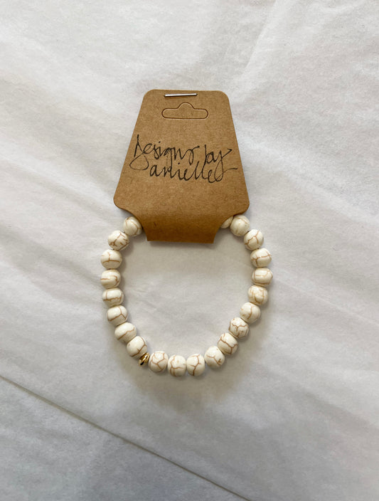 Single Stone Bracelet - Cream Marble