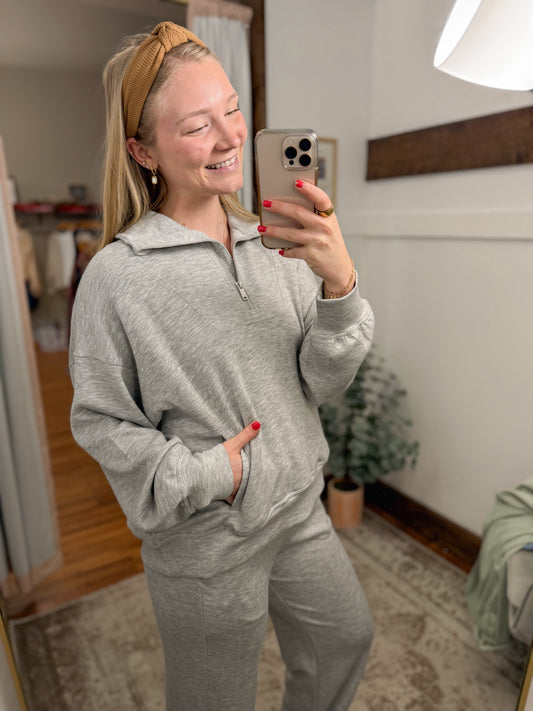 Modal Scuba Quarter Zip Pullover - Heather Grey