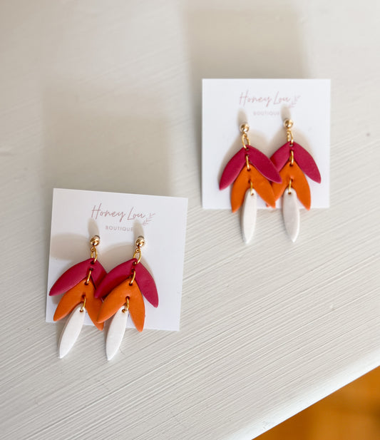 Fall Tiered Leaf Clay Earrings