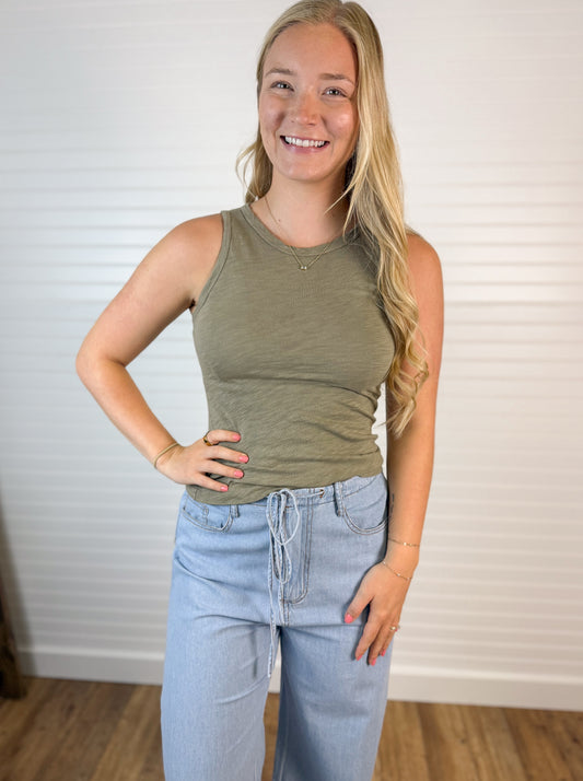 Garment Dyed Cotton Slub Tank Top (2 colors)
