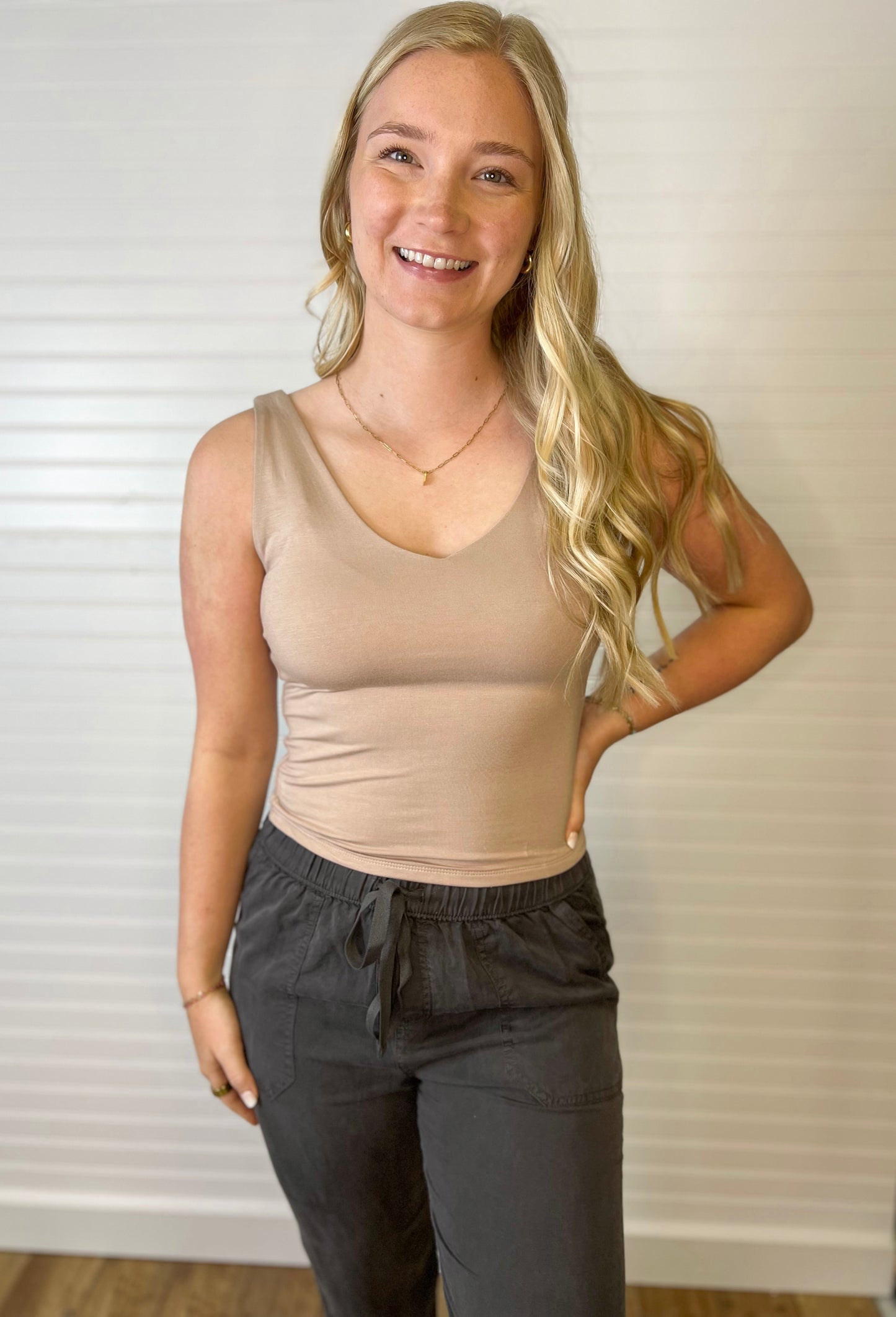 Double Lined V-Neck Tank (4 colors)