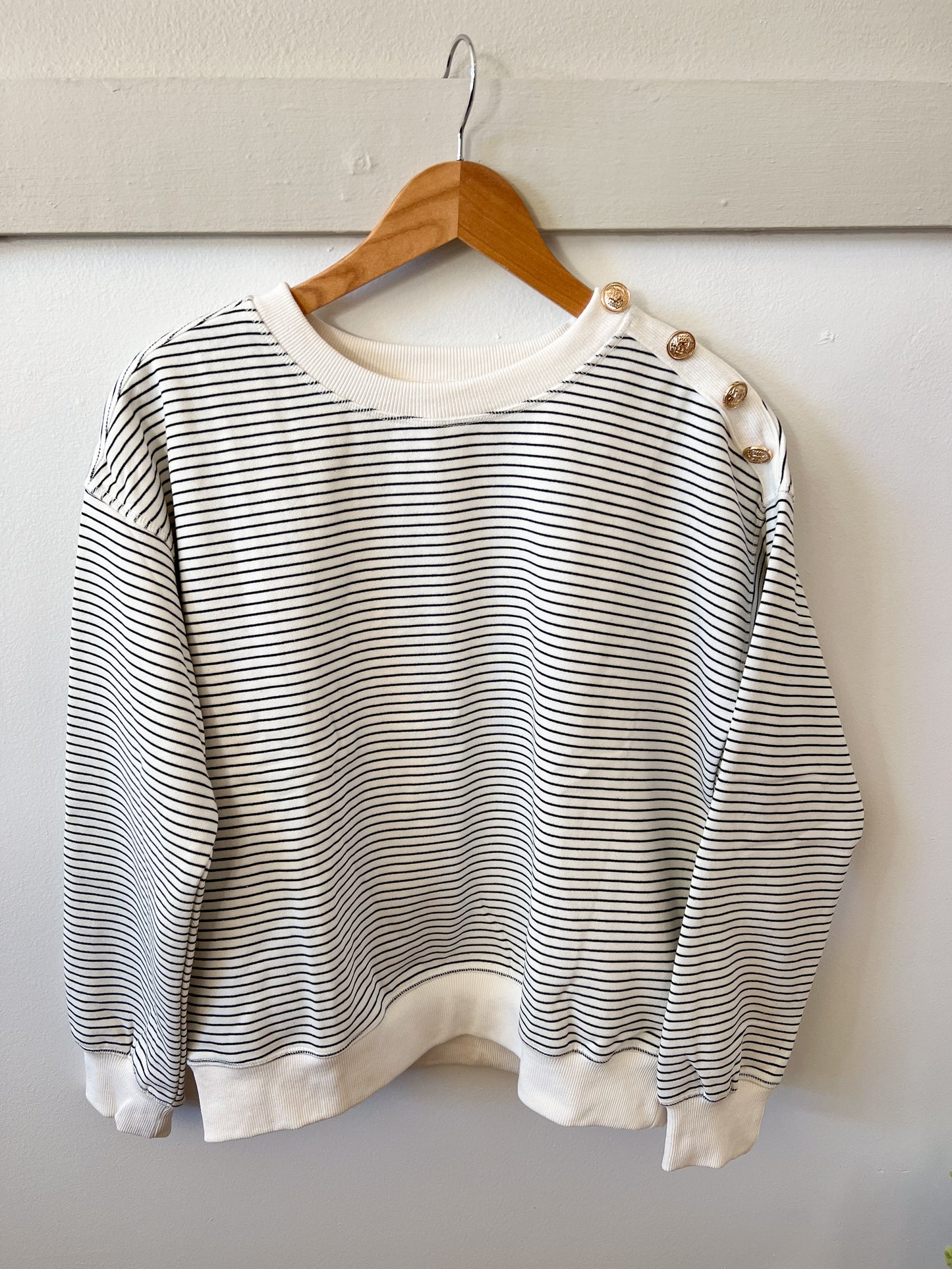 Fleece Striped Pullover - White/Black