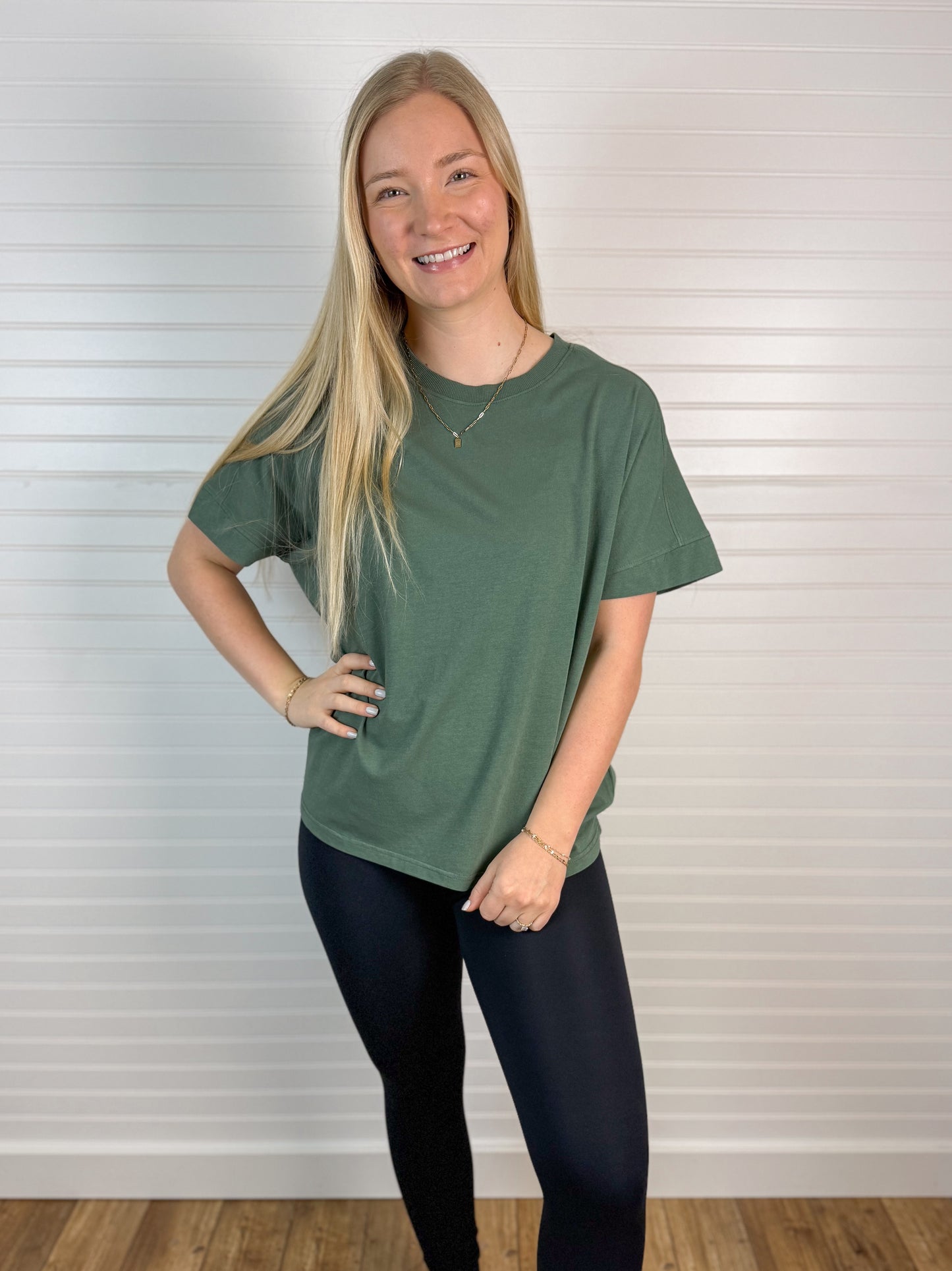 Pima Cotton Drape Tee - Hunter Green