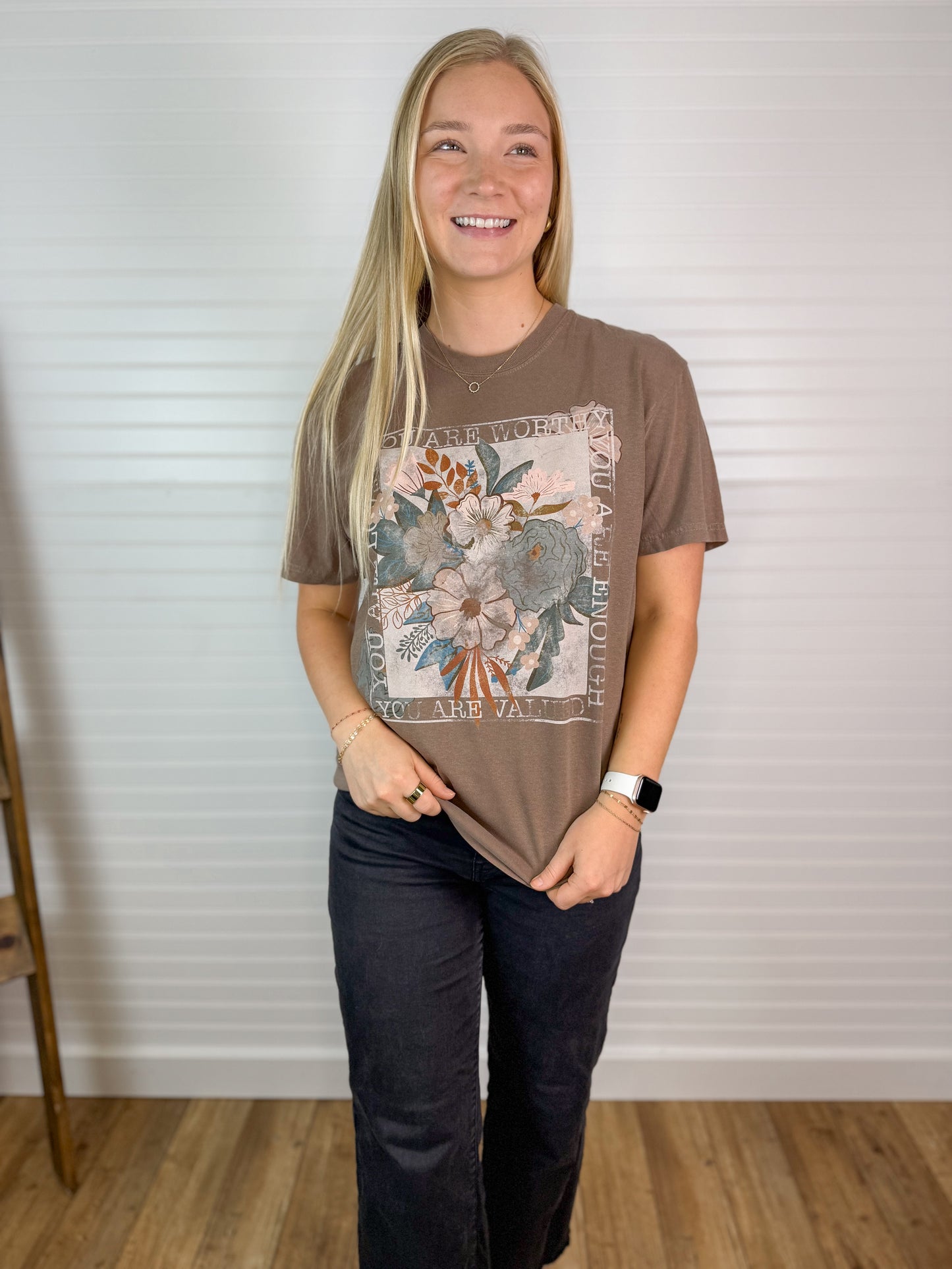 You Are Worthy Graphic Tee - Espresso