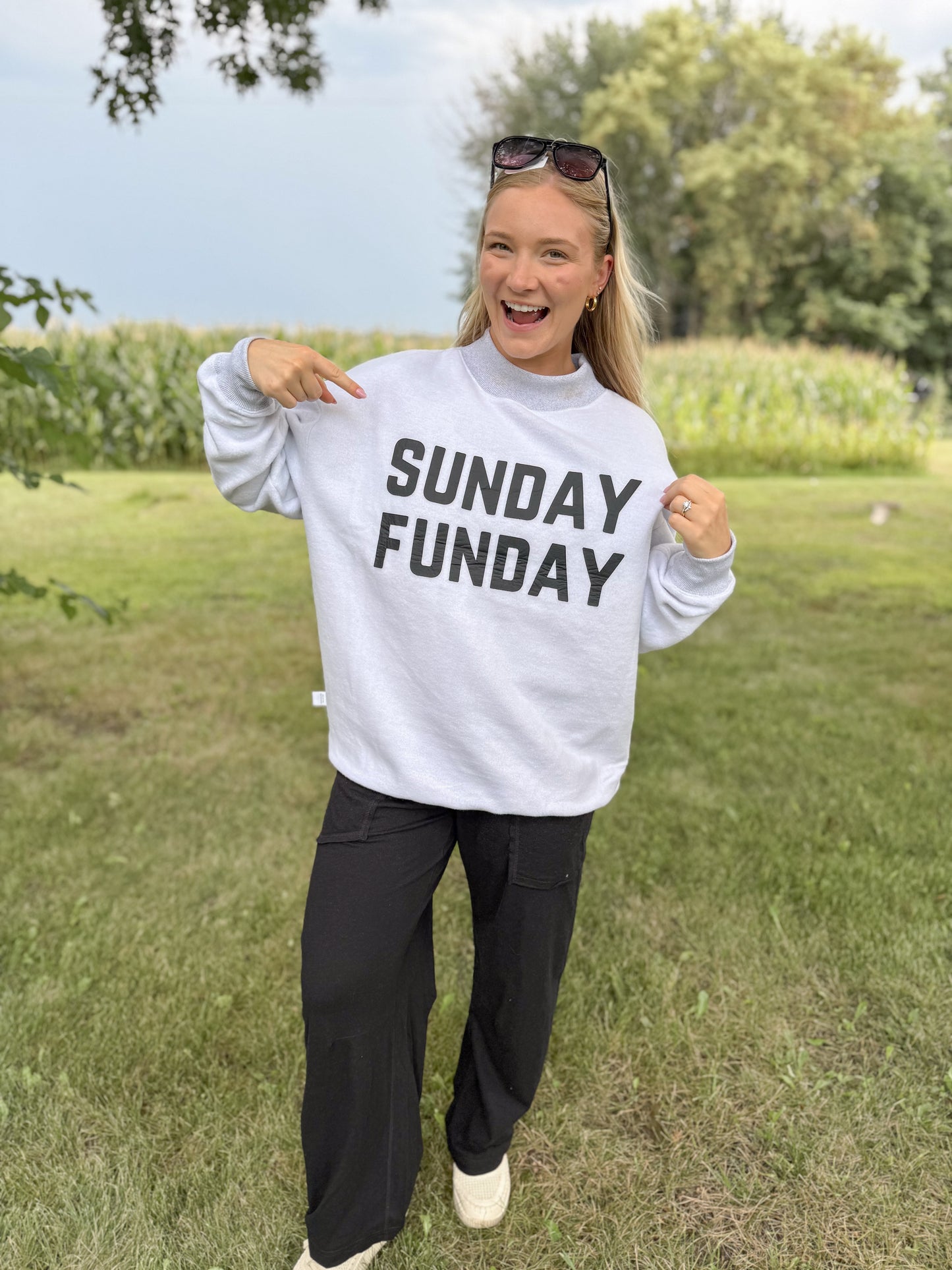 Game Day/Sunday Funday Reversible Sweatshirt - Grey