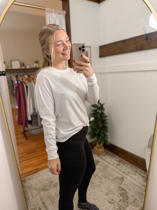 Stonewash Cotton Long Sleeve - White