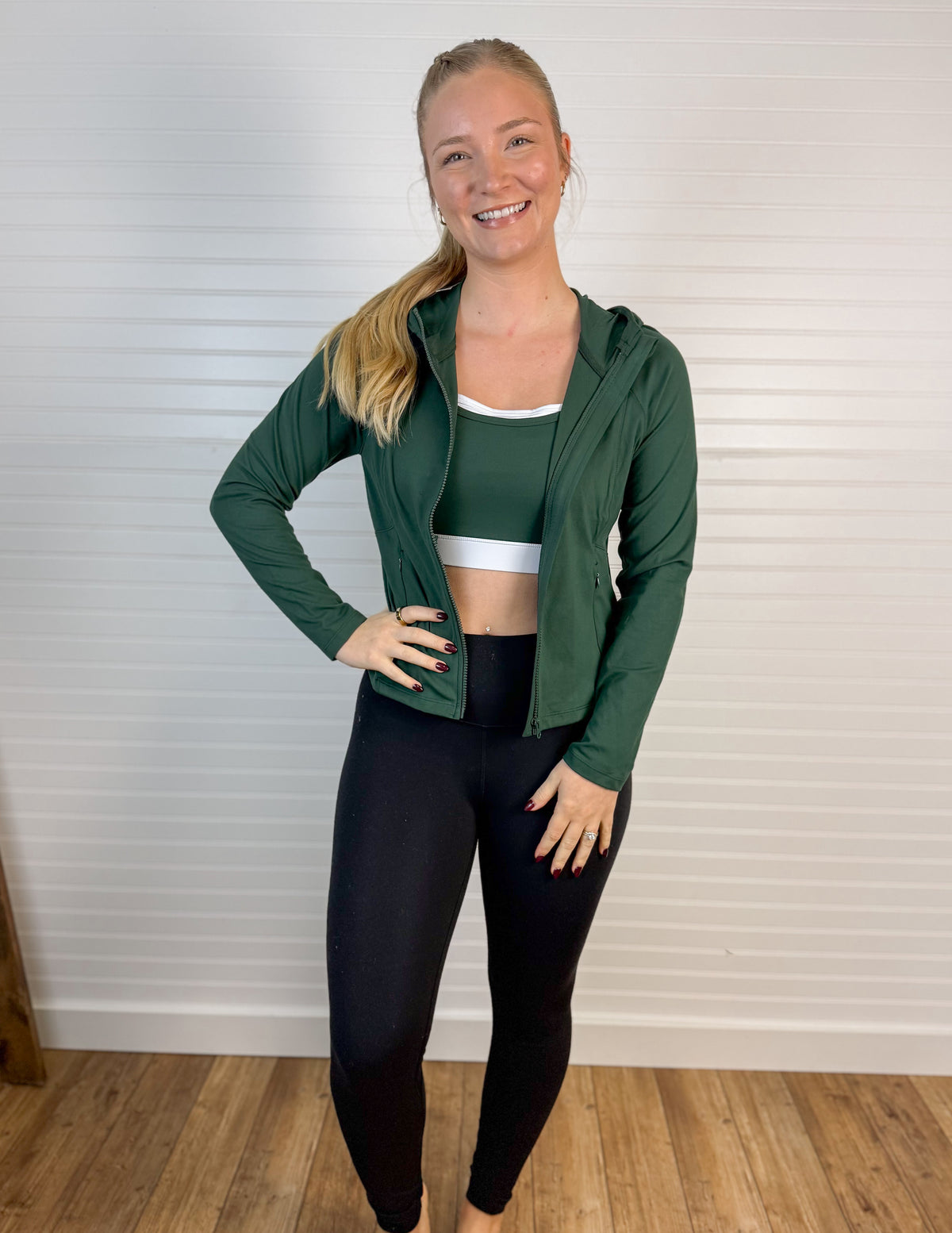 Soft Zip-Up Hooded Jacket - Hunter Green