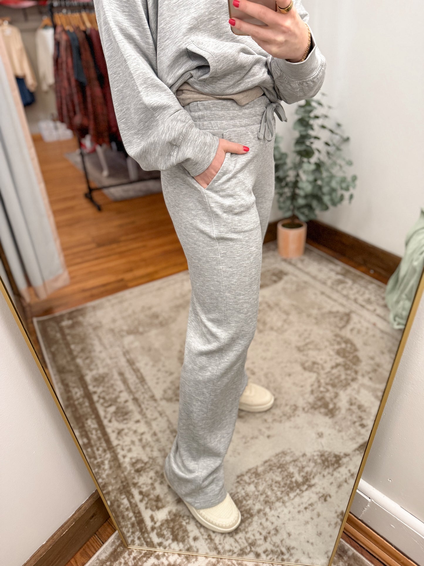 Modal Scuba Wide Leg Pant - Heather Grey