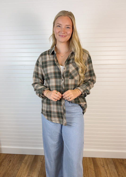 Plaid Flannel Long Sleeve - Hunter/Rust