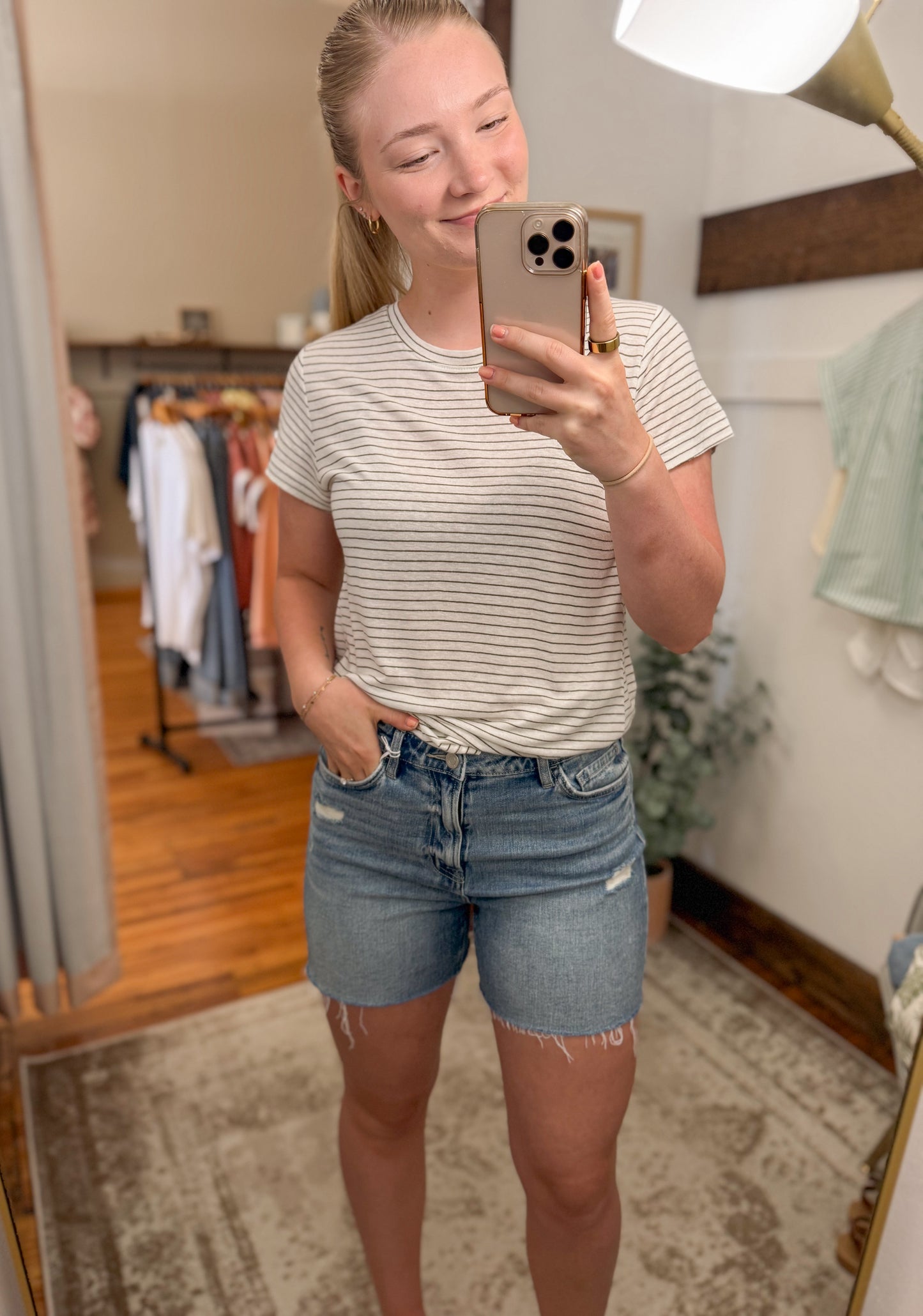 High Rise Relaxed Denim Shorts - Medium Wash