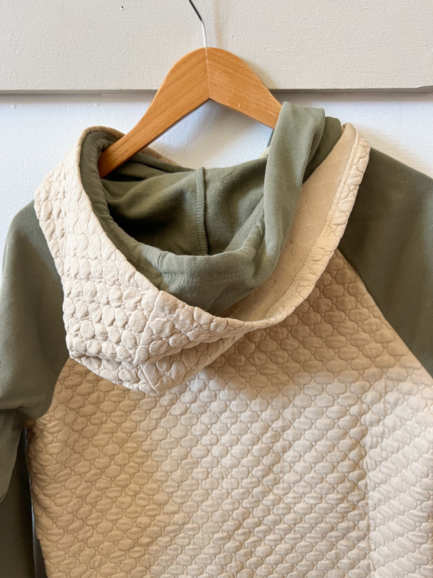 Quilted Knit Layered Sweatshirt - Green/Oat