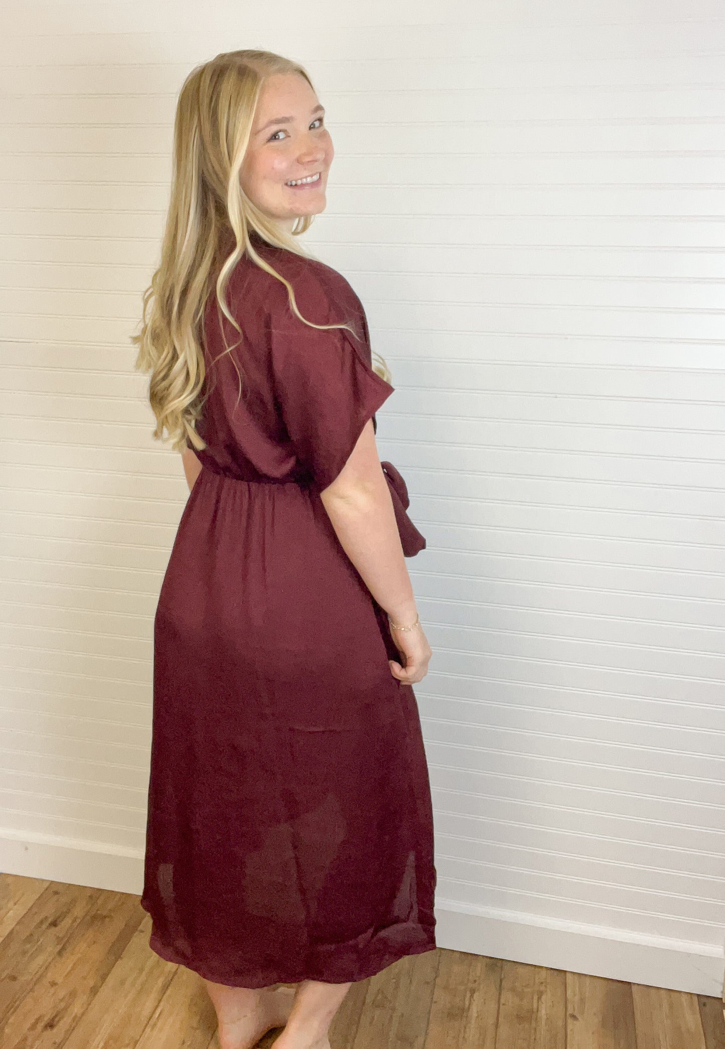 Wrap Midi Dress - Wine