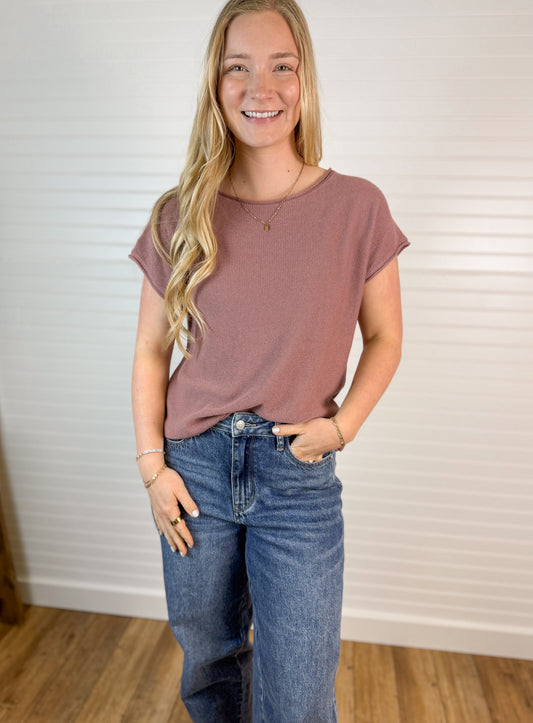 Relaxed Fit Short Sleeve Sweater (2 colors)