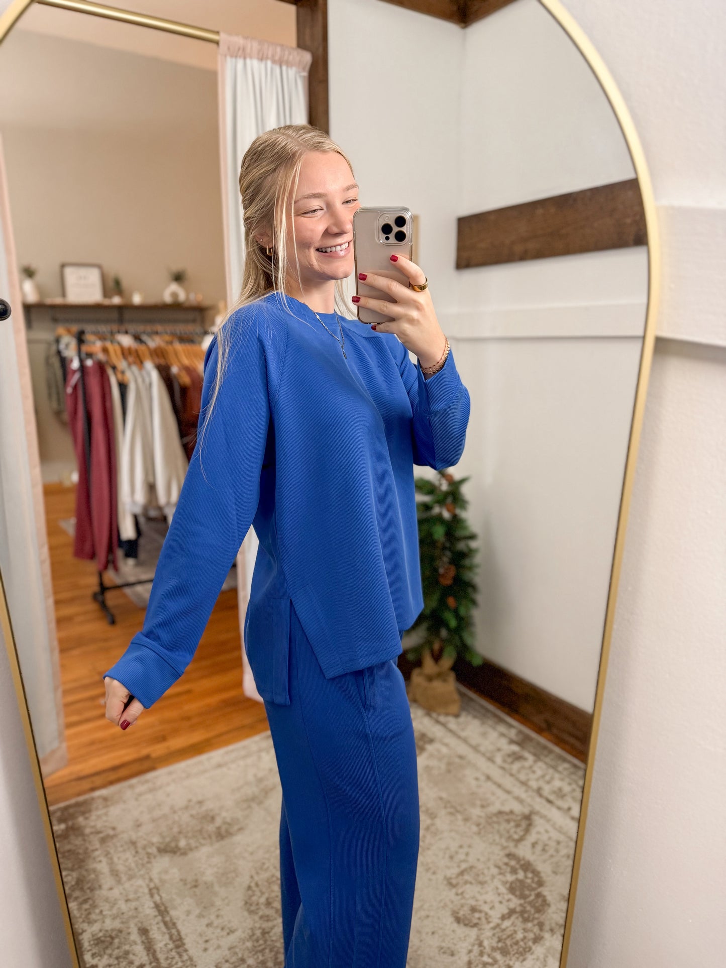 Luxe Ribbed Raglan Long Sleeve - Royal