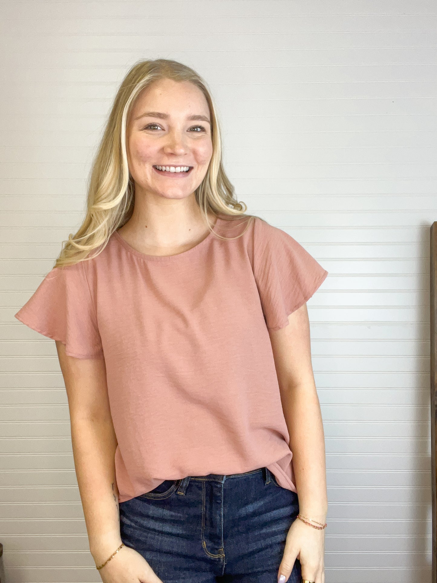 Simple Ruffle Short Sleeve - Mauve