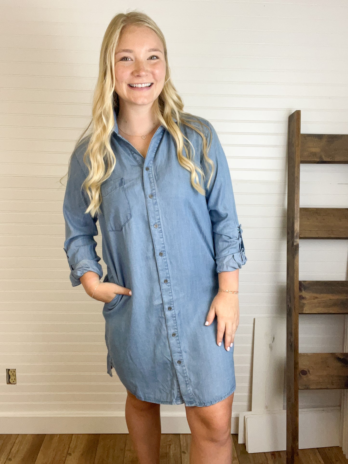 Tencel Denim Shirt Dress - Medium