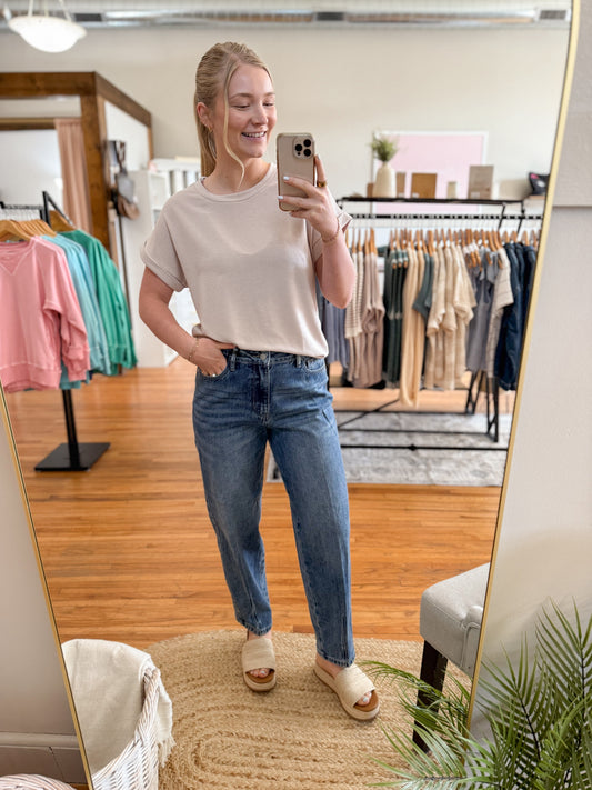 High Rise Barrel Rigid Denim Jeans