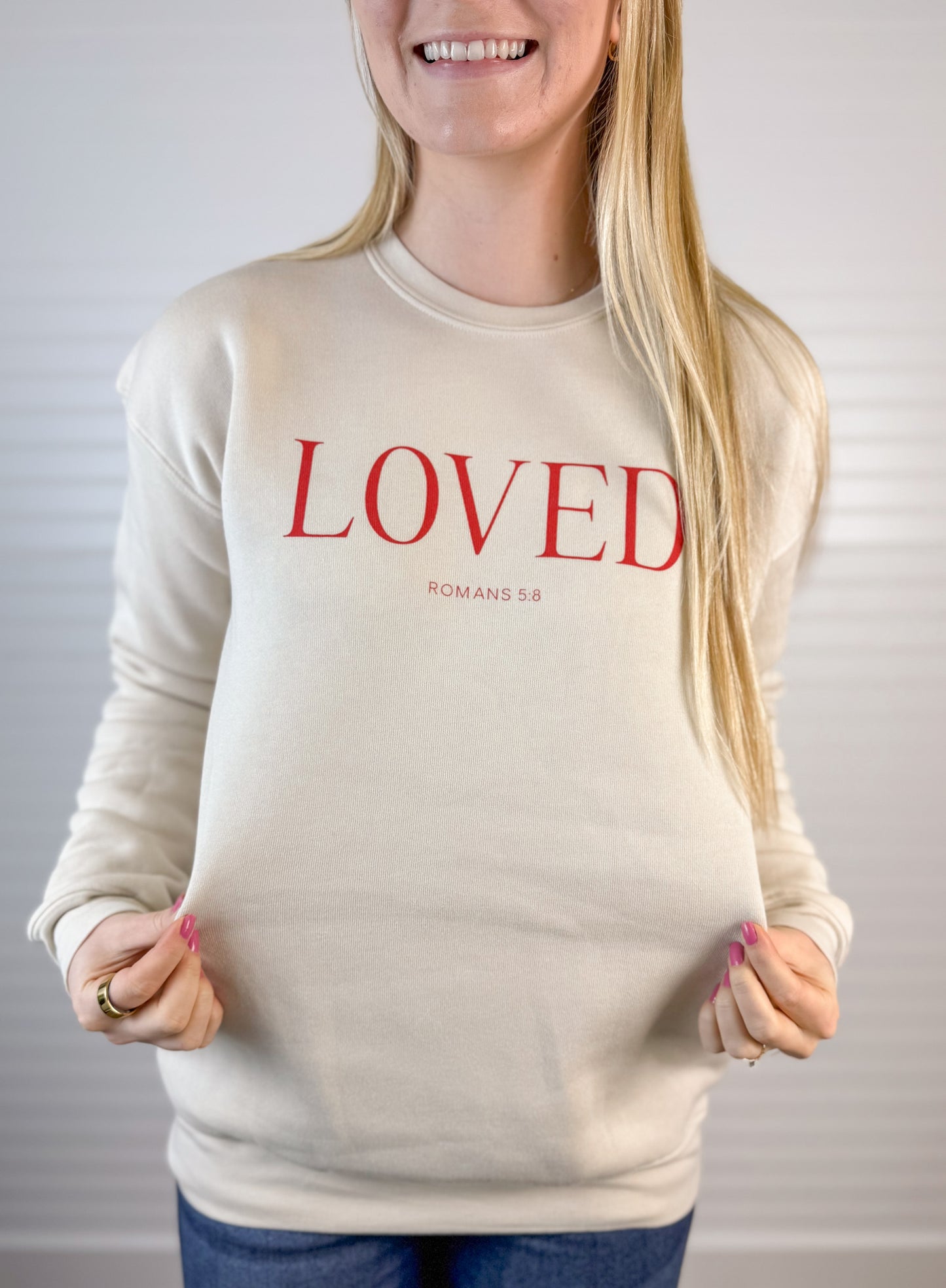 Loved Romans 5:8 Graphic Sweatshirt