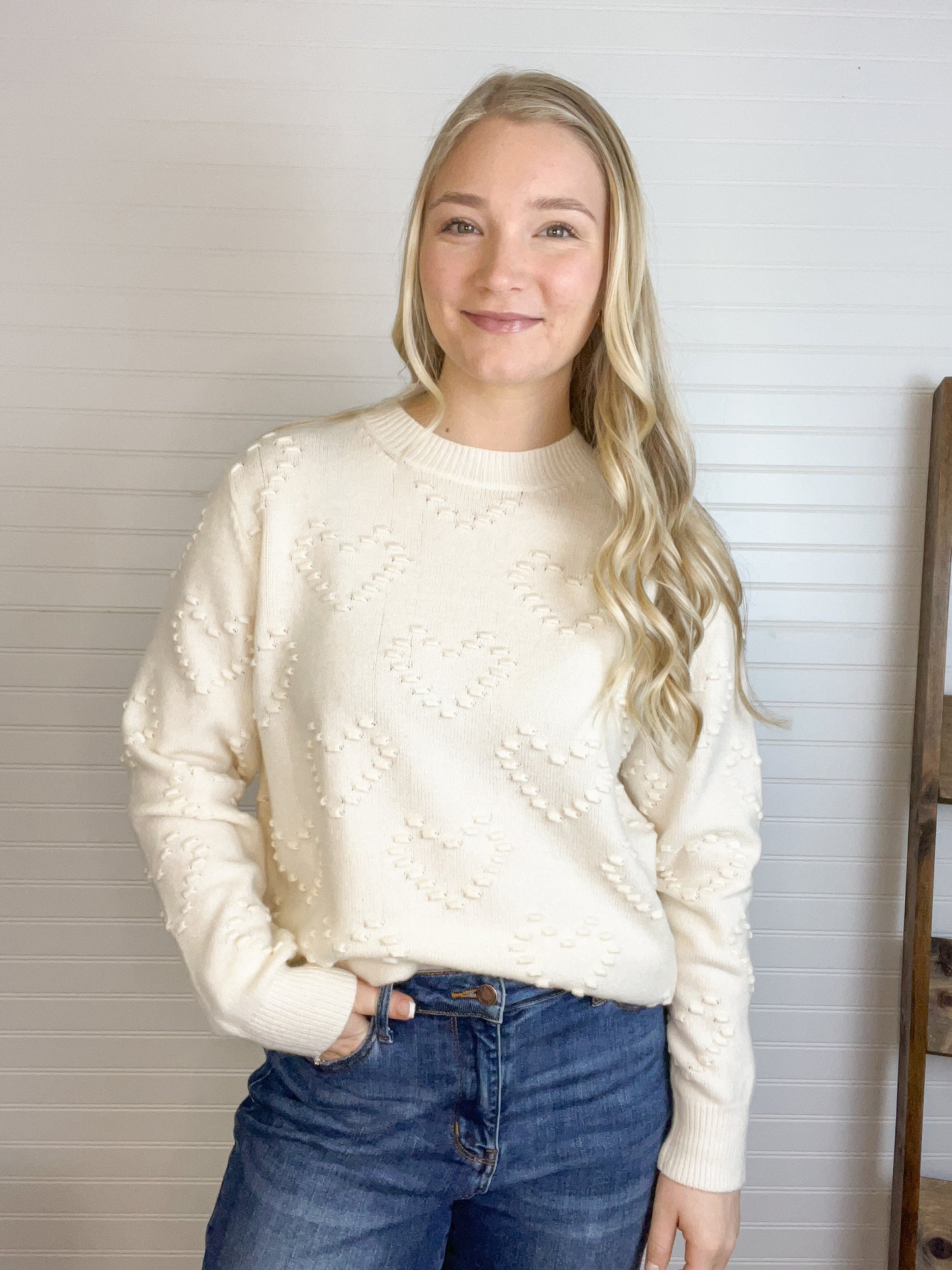 Knit Heart Detail Sweater - Ivory