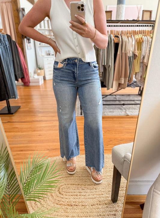 High Rise Crop Wide Leg Denim