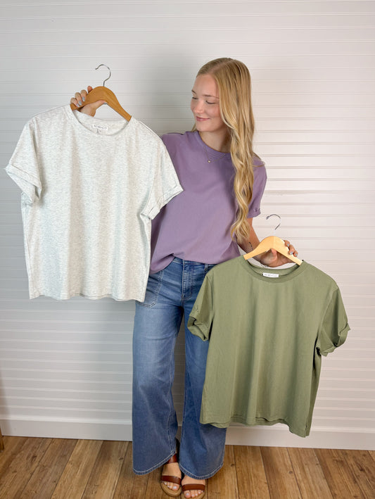 Soft Classic Cuffed Sleeve Tee (3 colors)