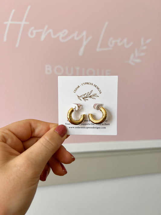 Mini Audrey Hoop Earrings - Gold