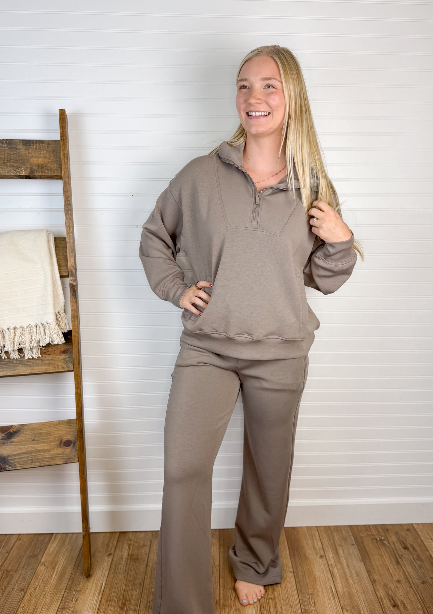 Modal Scuba Wide Leg Pant - Mocha