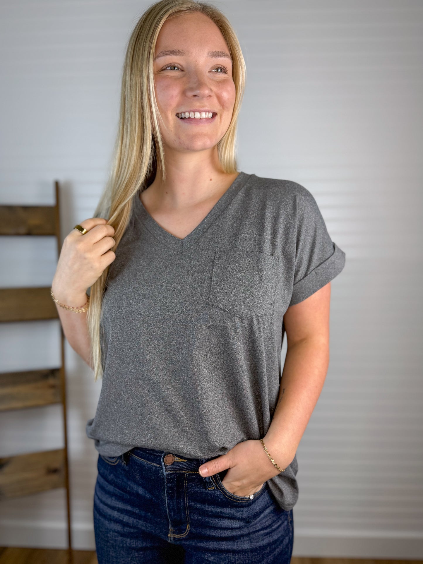Butter Soft Pocket V-Neck Top (5 colors)