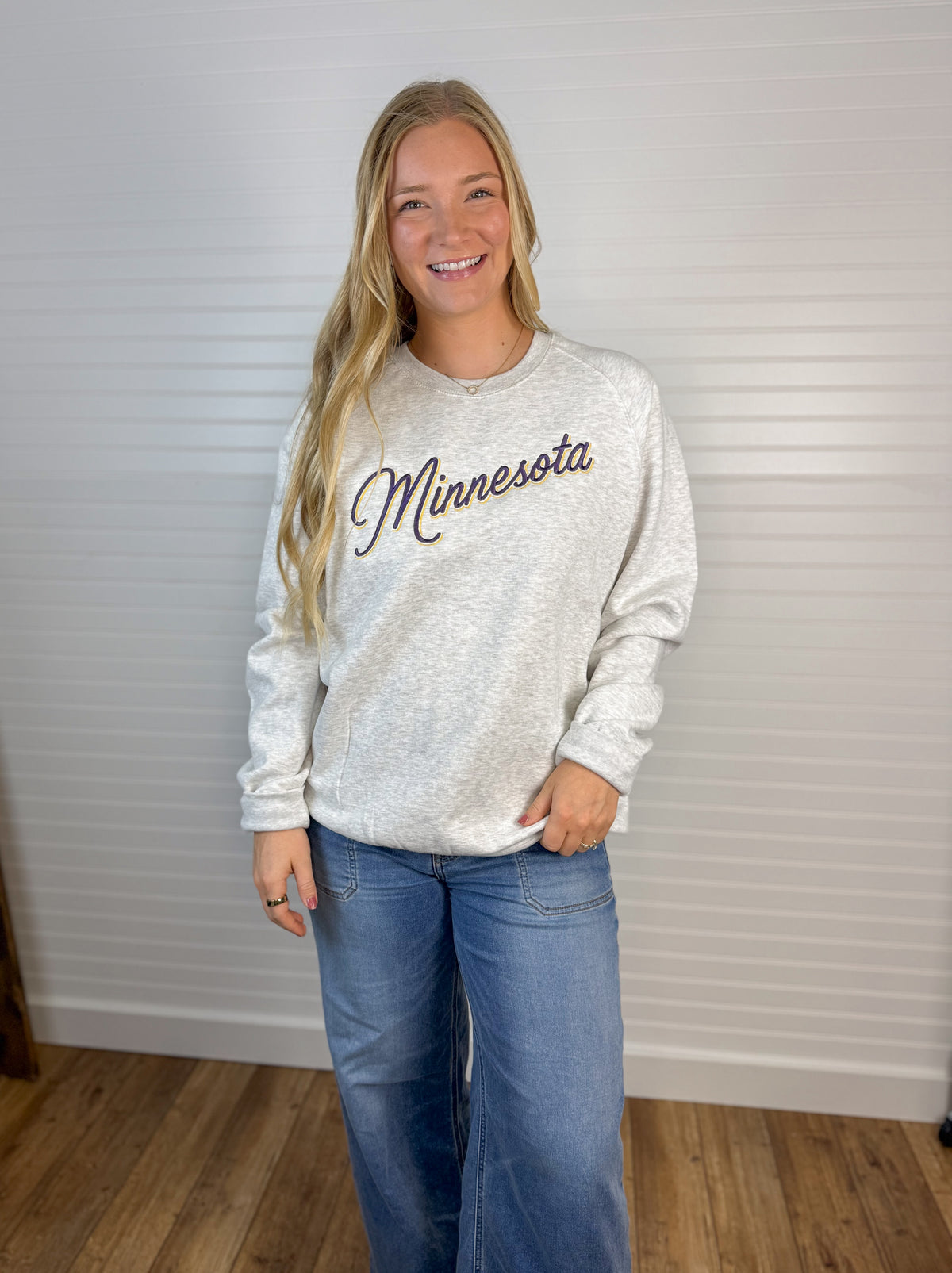MN Embroidered Crewneck - Ash Grey