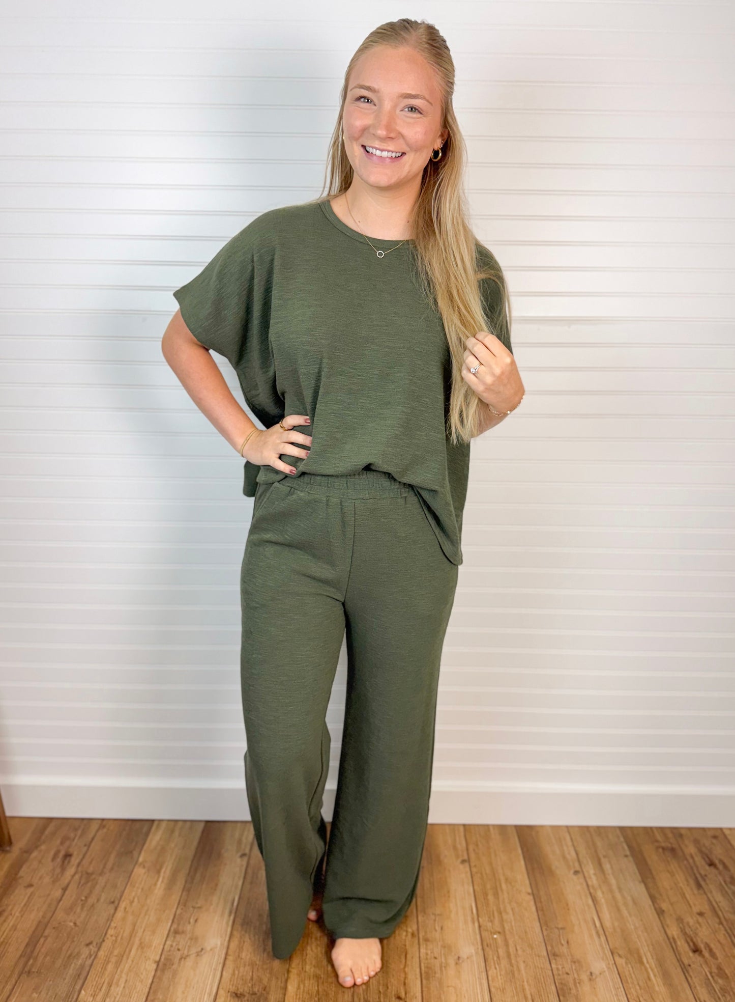 Cotton Blend Slub Top & Pant Set (2 colors)