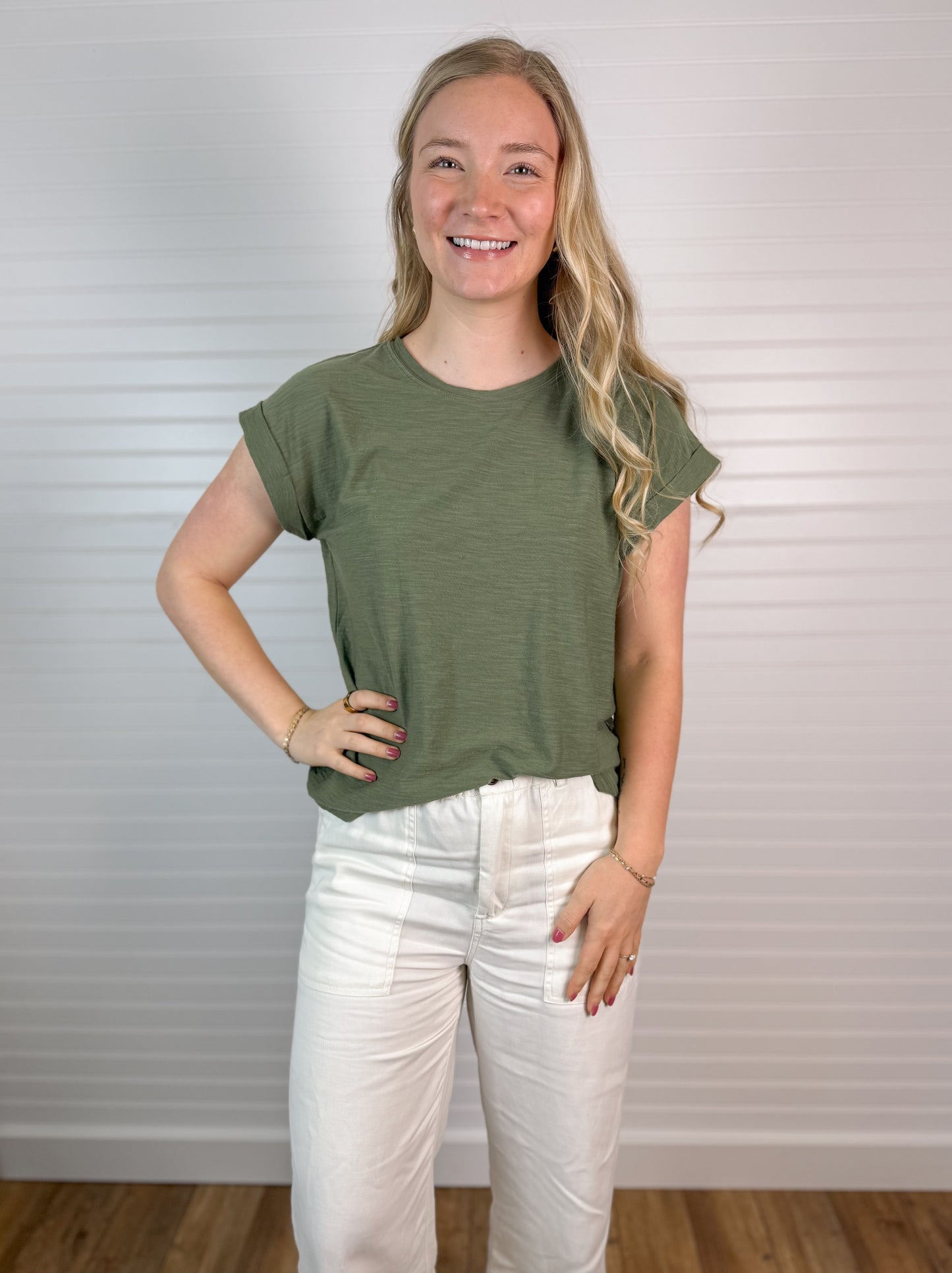 Slub Cuffed Tee (2 colors)