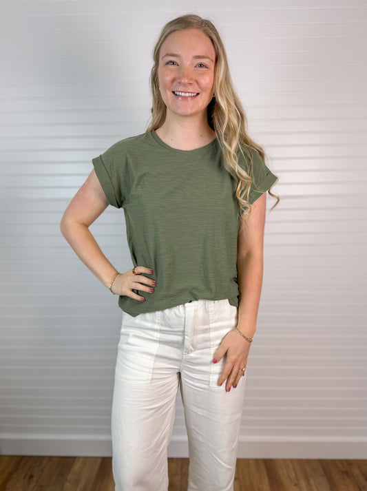 Slub Cuffed Tee (2 colors)