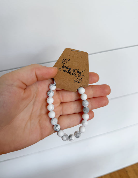 Single Stone Bracelet - White Marble