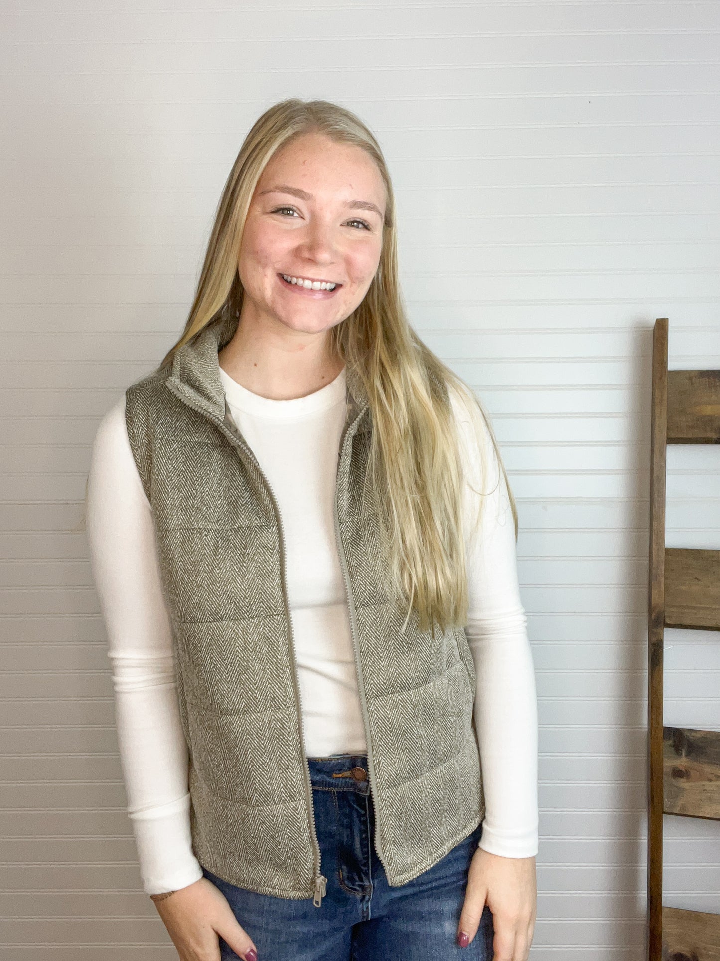 Herringbone Padded Vest (2 colors)