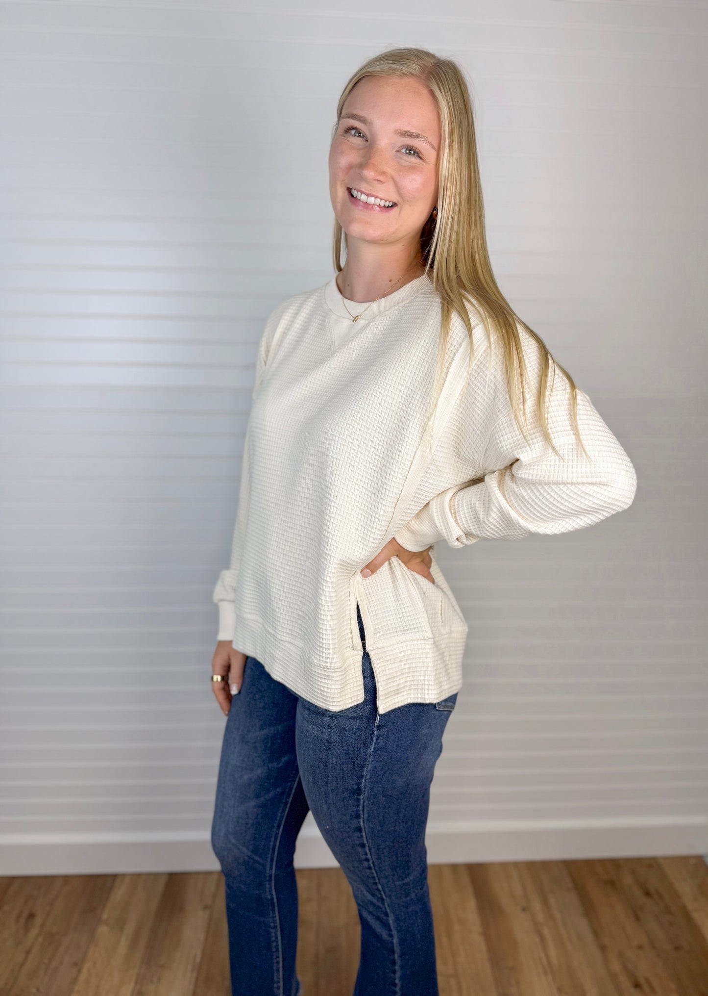 Thermal Crewneck Pullover - Cream