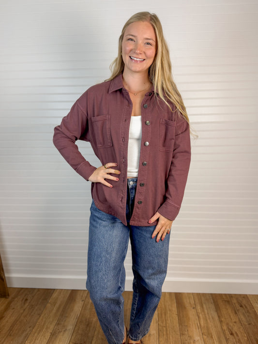 Garment Dyed Cotton Shacket - (3 colors)