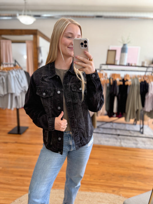 Relaxed Vintage Denim Jacket - Black
