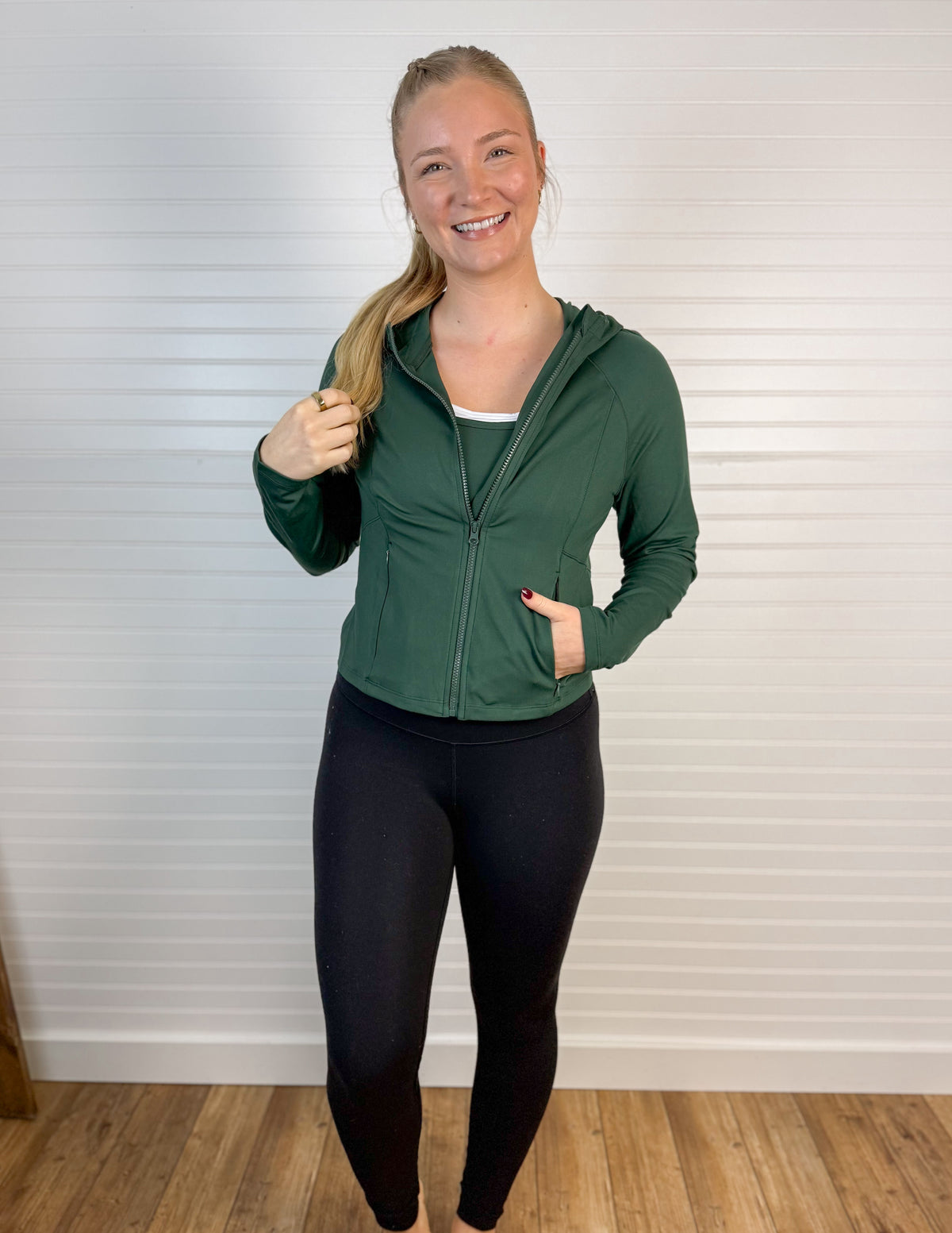 Soft Zip-Up Hooded Jacket - Hunter Green
