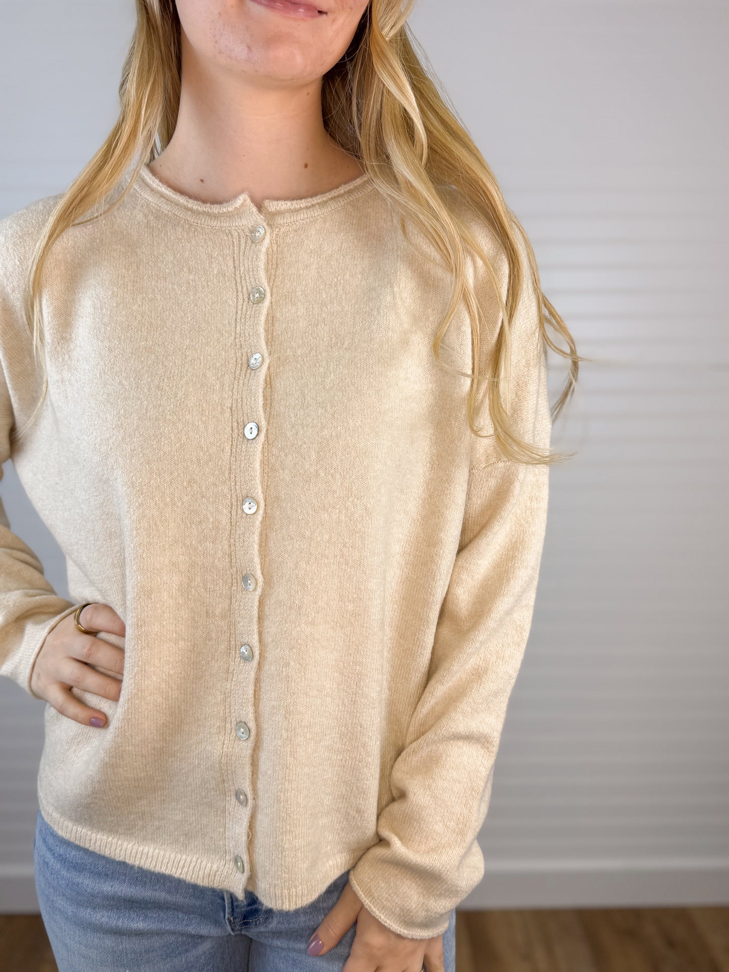 Button Down Cardigan - Oatmeal
