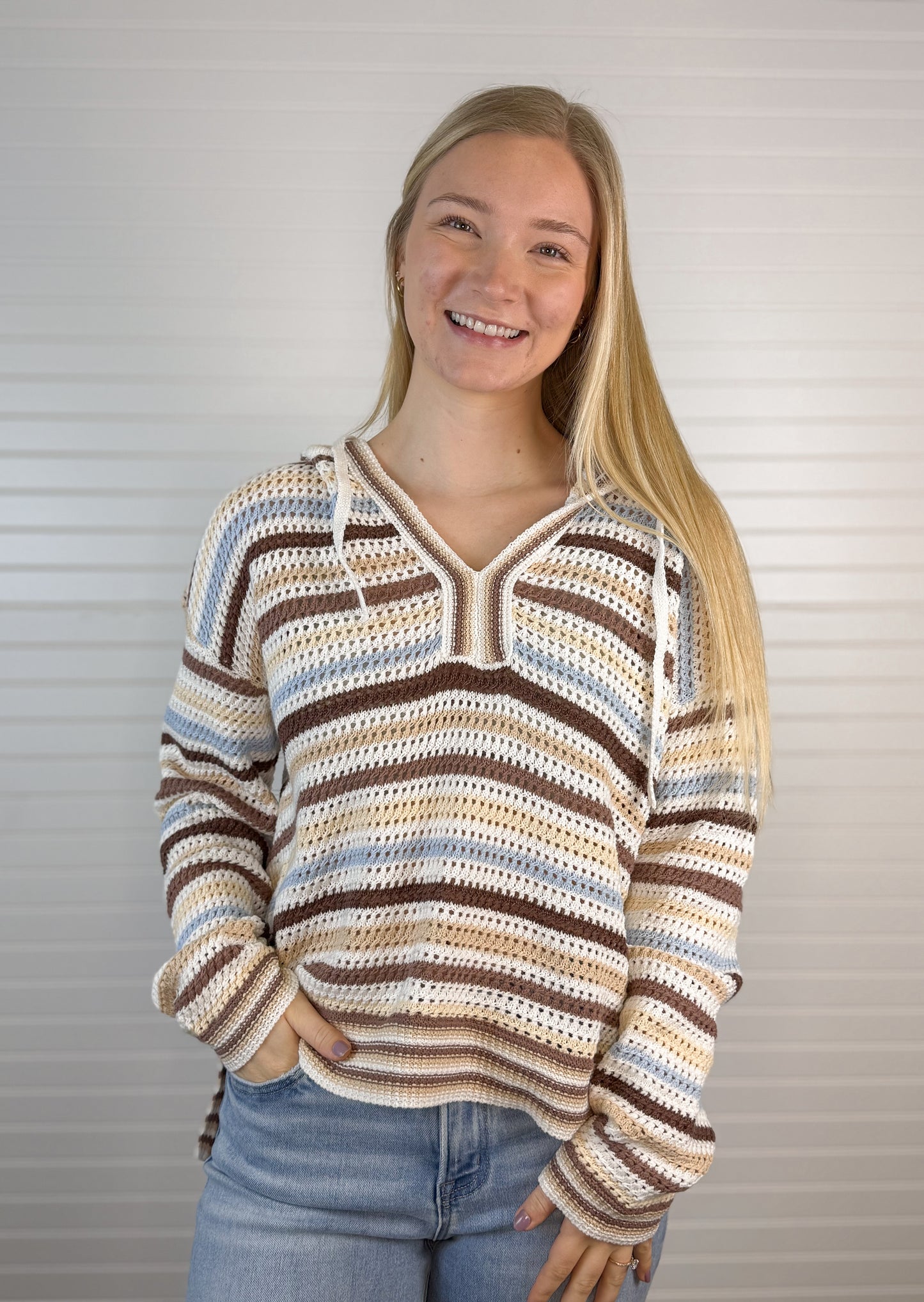 Multi Color Crochet Sweater Hoodie