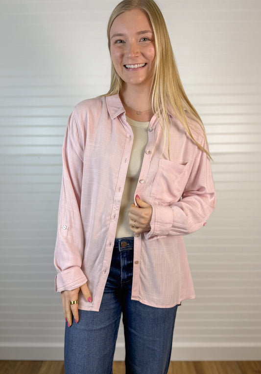 Button Down Long Sleeve - Light Pink