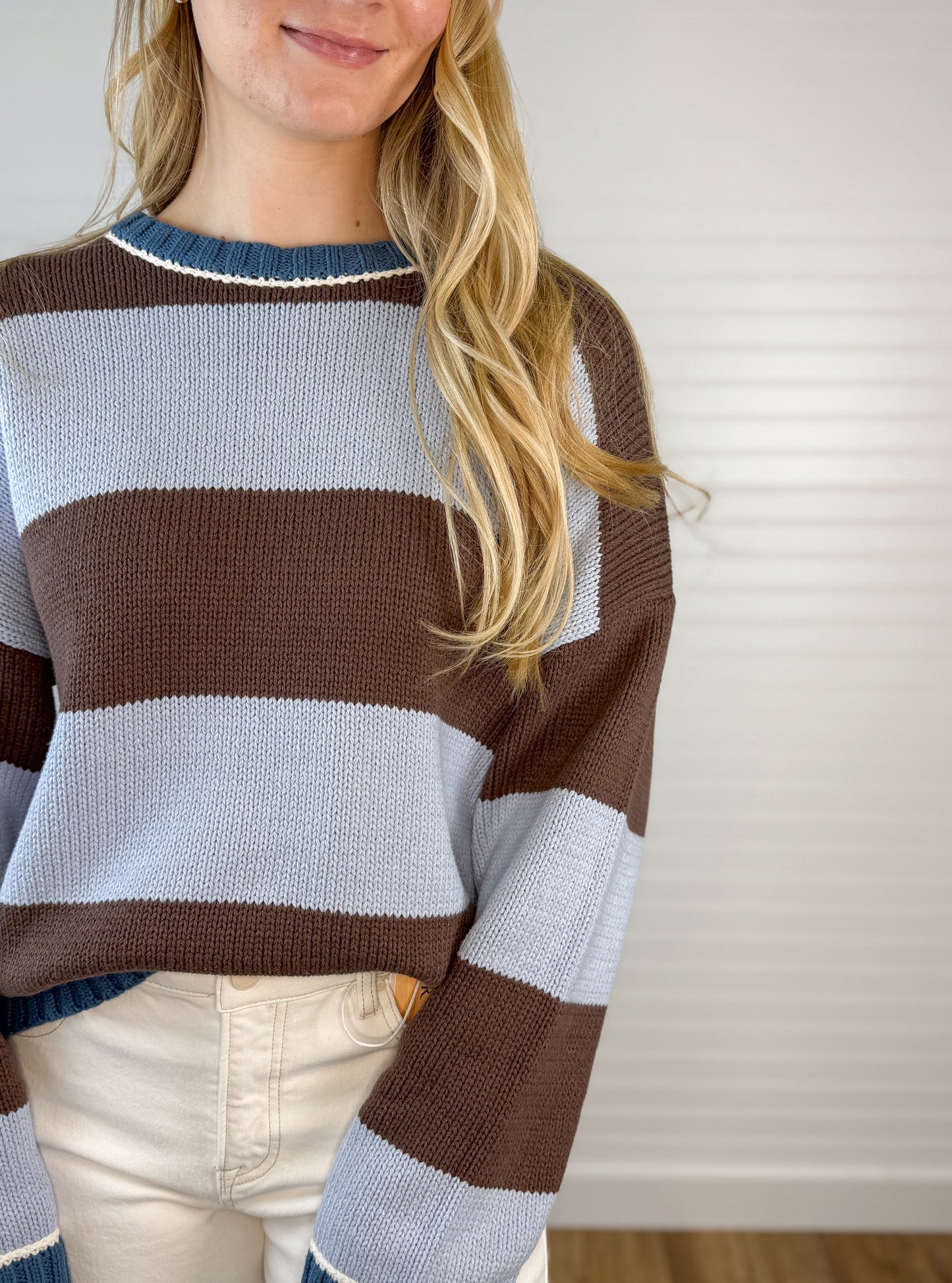 Relaxed Multi Color Sweater - Brown/Blue