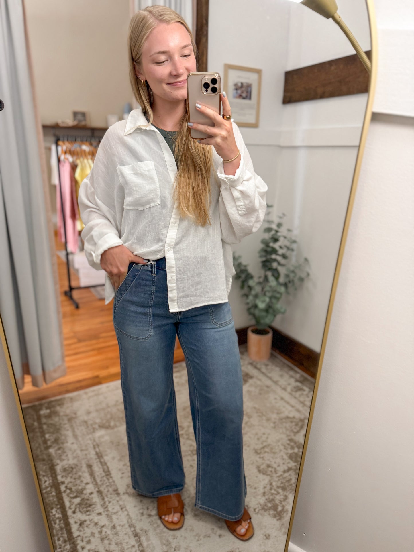 High Waist Elastic Wide Leg Denim
